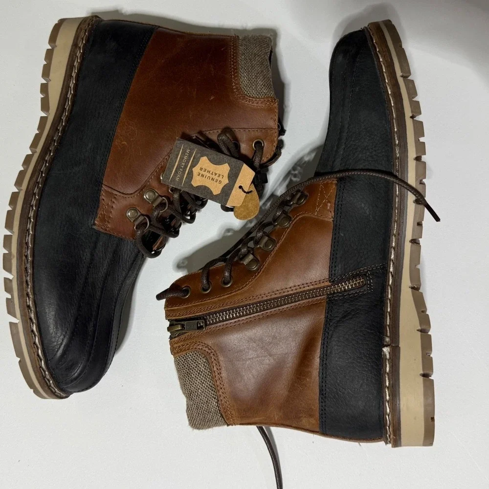 Crevo Kannard Duck Boots Mens 10 Chestnut Black Leather Water Res CV1666-225